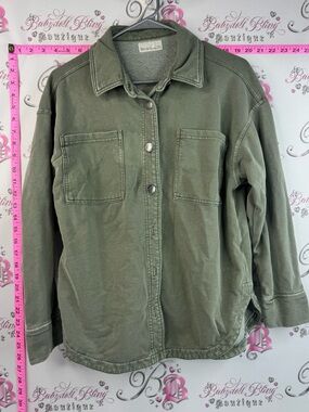 Be cool jacket coat button up long sleeves  Olive Green Utility Jacket